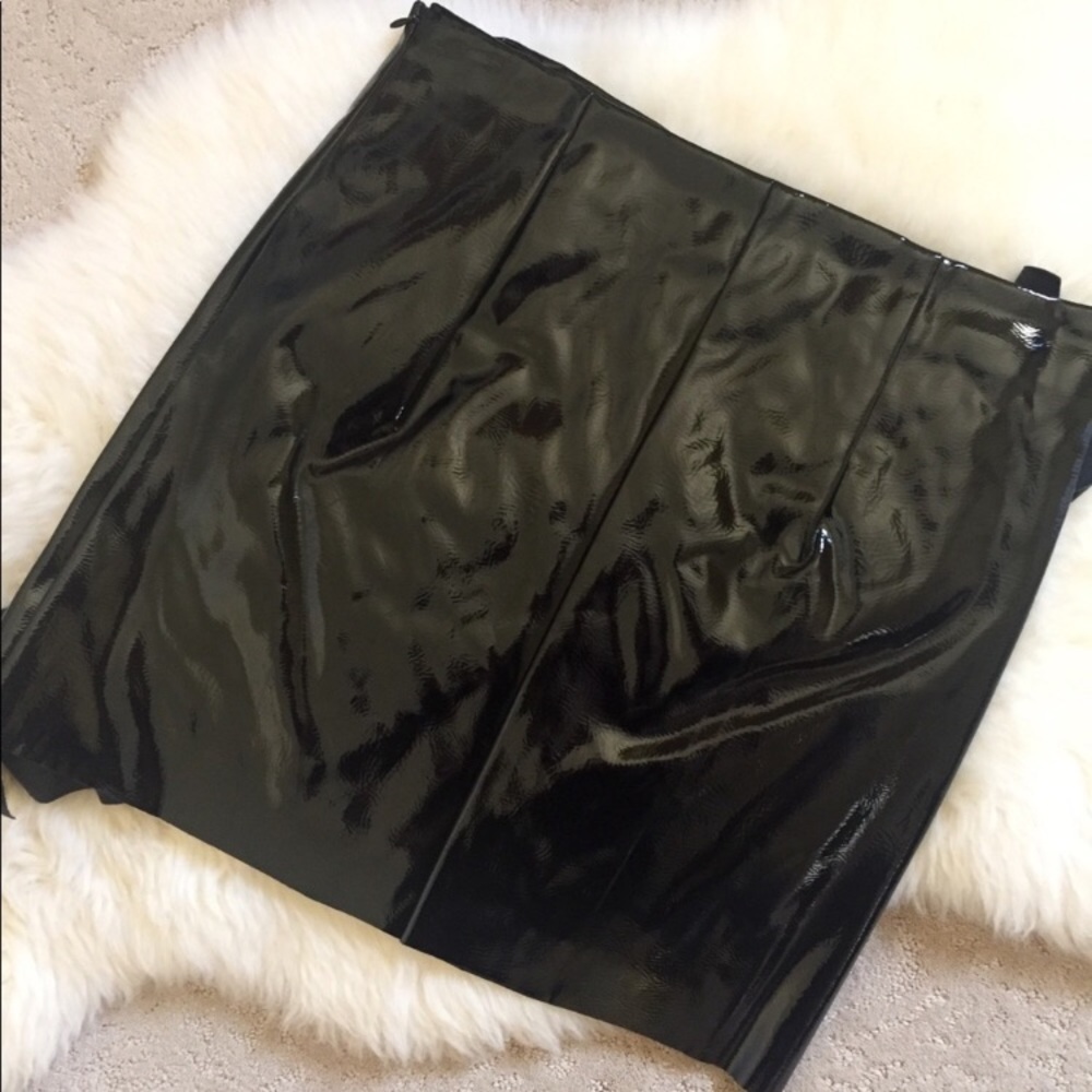 Alpha & Omega Black Patent Leather Ruffle Skirt - Picture 4 of 6